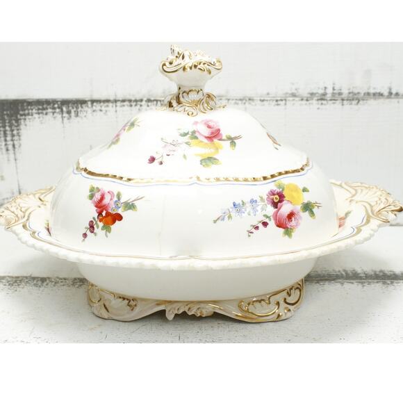 Antique English Dinnerware Serving Bowl with Lid - Picture 1 of 8